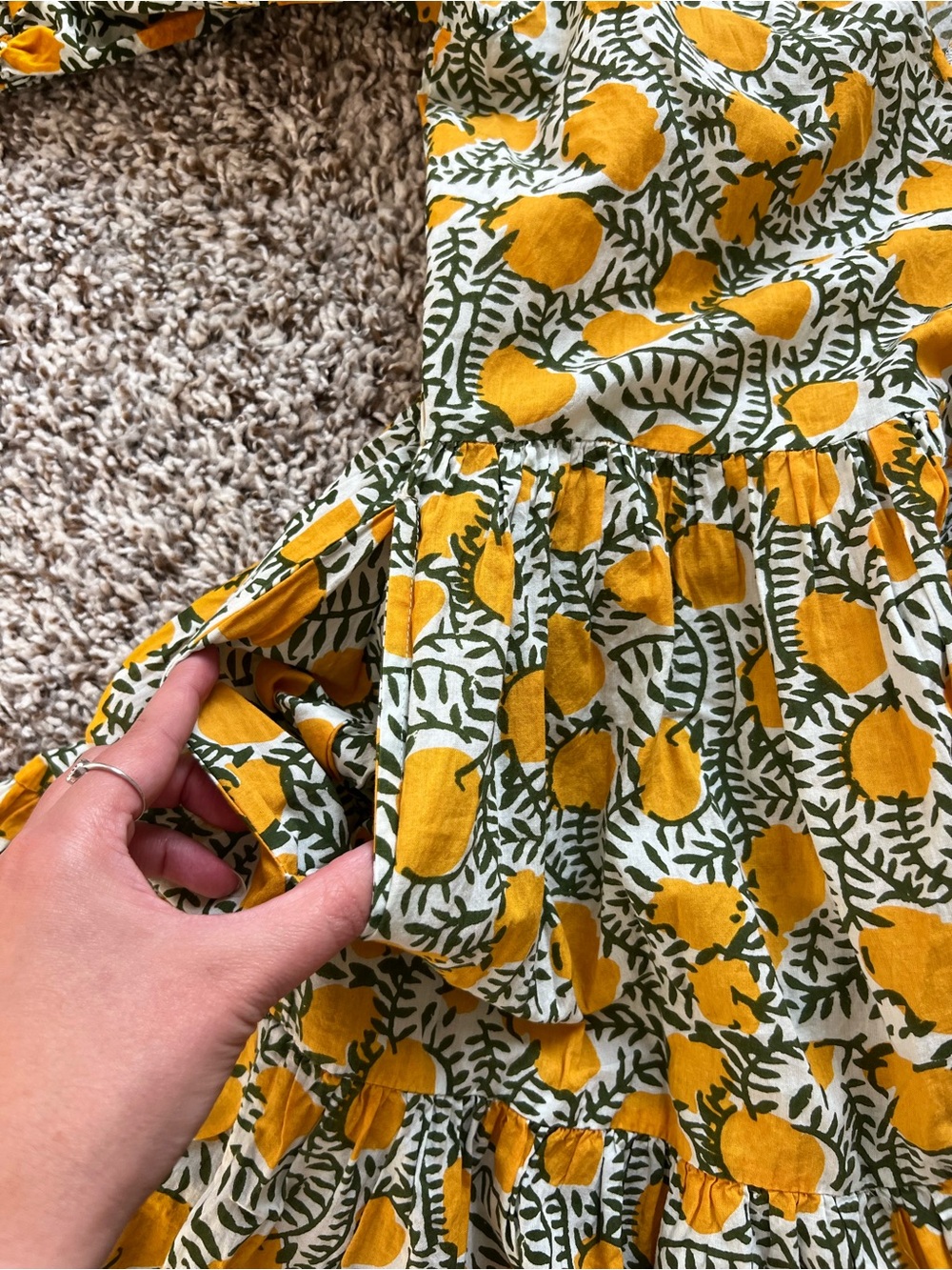 MILLE Puff Sleeve Babydoll Mini Dress Lemon Print 100% Cotton Size M - Picture 8 of 9